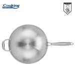 TIGAIE WOK INOX + CAPAC STICLA 30x8.5 CM, 4.5L, TITANIUM3, COOKING BY HEINNER - imagine 5