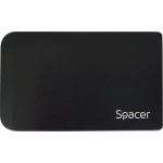 RACK extern SPACER, pt HDD/SSD, 2.5 inch, SATA, interfata PC USB 3.0, Husa piele sintetitca, aluminiu, negru - imagine 3