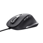 Mouse Trust Fyda cu fir, optic, interfata USB 2.0 rezolutie maxima 5000 DPI, 6 butoane, negru - imagine 2