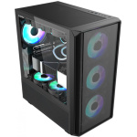 Carcasa gaming Serioux Vanguard, fara sursa, tip middle tower, capac superior cu filtru magnetic de praf, panoul lateral: sticla securizata, sasiu: SPCC 0.5T, USB2.0x2+HD Audio, USB 3.0 x1, porturi rezervate pentru ventilator:, față: 3 x ventilatoare fix de 120mm(incluse)ARGB, suportă cooler pe - imagine 2