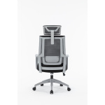 Scaun Serioux office Shark, greutate maxima suportata 150 kg, piston cu gaz clasa 4, manere fixe, tetiera reglabila, baza stea cu 5 picioare, gri - imagine 4