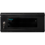 CABINET 19″ SPACER 4U 500x400mm, fixare pe perete, Flatpack (dezasamblat), Black, usa sticla cu blocare, panouri detasabile, otel 1mm, sarcina maxima 25Kg - imagine 2