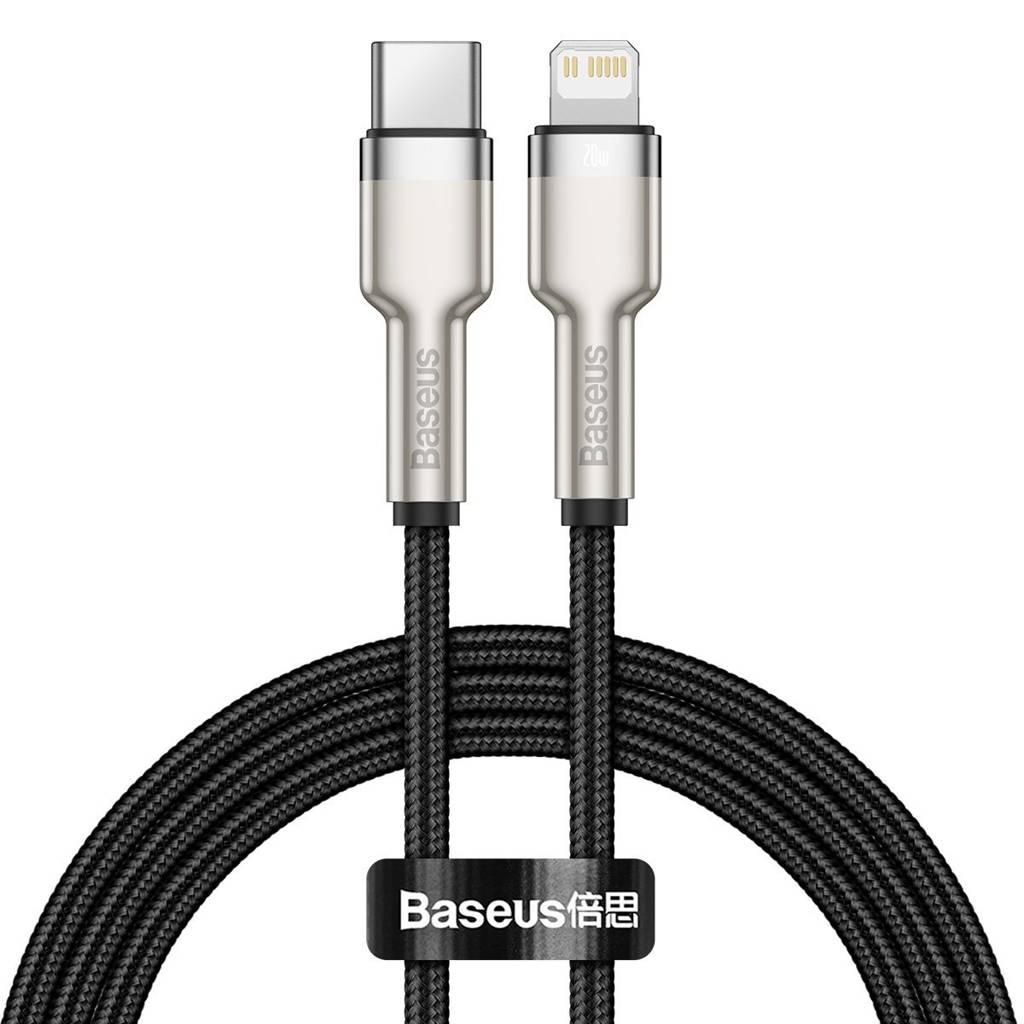 overlay_bff69a81204fcc4907eeaec3a40fff24 CABLU alimentare si date Baseus Cafule Metal, Fast Charging Data Cable pt. smartphone, USB Type-C la Lightning Iphone PD 20W, brodat, 1m, negru - imagine 1