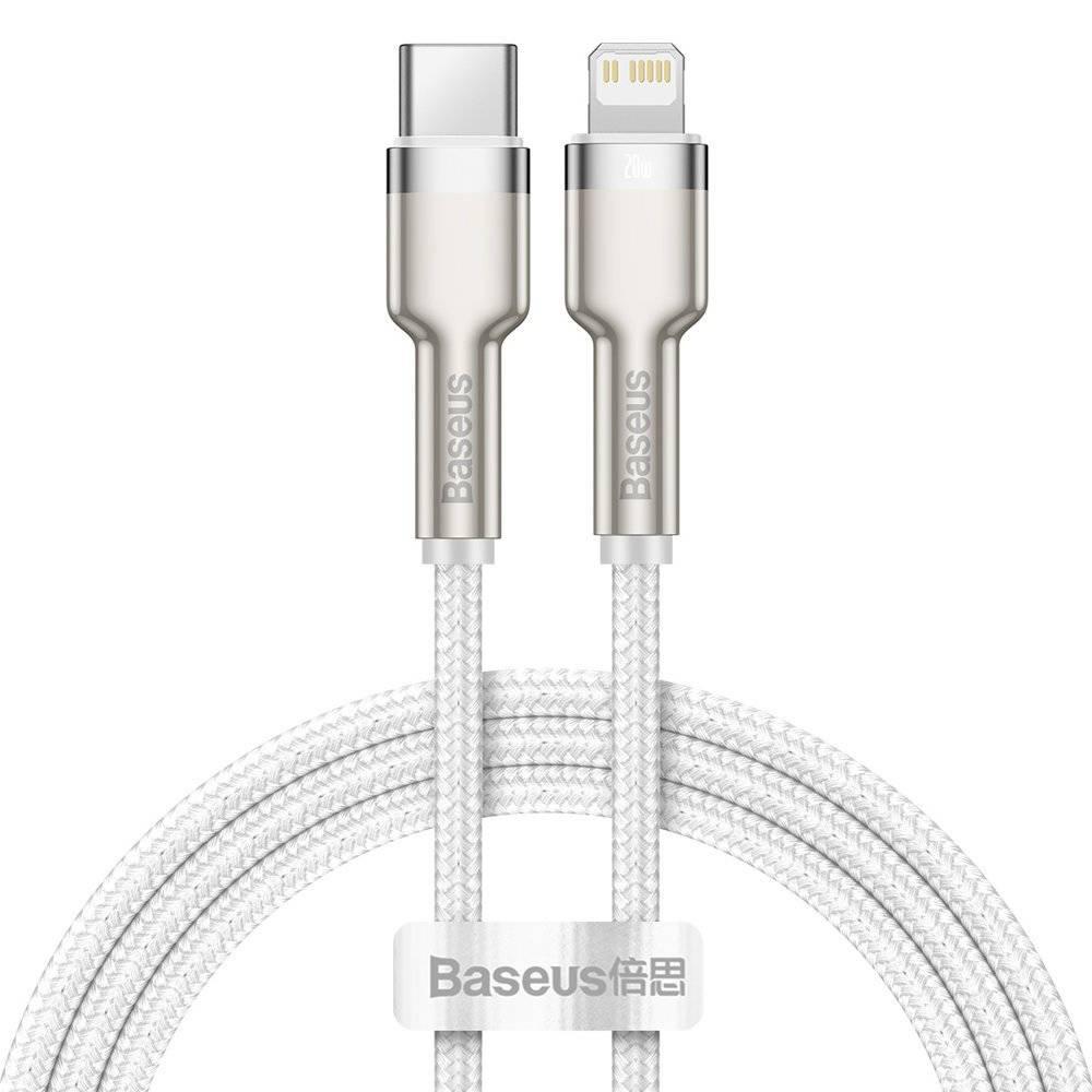 overlay_c0e1eff477265e19dc2f04d89533796c CABLU alimentare si date Baseus Cafule Metal, Fast Charging Data Cable pt. smartphone, USB Type-C la Lightning Iphone PD 20W, brodat, 1m, alb - imagine 1