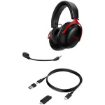 Casti gaming wireless HyperX Cloud III, DTS Headphone:X Spatial Audio, 2.4GHz, spuma cu memorie, microfon 10mm metal mesh si noise cancelling, PC/PS5/PS4/Switch, rosu/negru - imagine 2