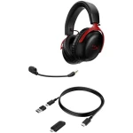 Casti gaming wireless HyperX Cloud III, DTS Headphone:X Spatial Audio, 2.4GHz, spuma cu memorie, microfon 10mm metal mesh si noise cancelling, PC/PS5/PS4/Switch, rosu/negru - imagine 2