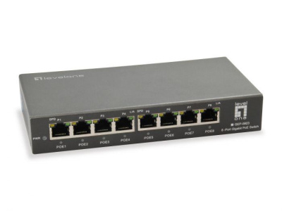 LevelOne GEP-0823, 8-Port Gigabit PoE Switch, 802.3at/af PoE, 120W, 86 x 30 x 176 mm - imagine 2