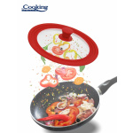 CAPAC STICLA CU MARGINE DIN SILICON AJUSTABILA PE 3 DIMENSIUNI 22/24/26 CM, ROSU, COOKING BY HEINNER - imagine 4