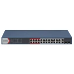 Switch 24 porturi Hikvision DS-3E1326P-EI(B), L2, Smart Managed, 24 × 10/100 Mbps PoE RJ45 ports si 2 × gigabit combos, Putere PoE 370W, Extend mode - pana la 300 metri, maxim 30W per port, Switching capacity 8.8 Gbps, Network topology management, alarm push, network health monitor, video control