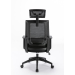 Scaun Serioux office Shark, greutate maxima suportata 150 kg, piston cu gaz clasa 4, manere fixe, tetiera reglabila, baza stea cu 5 picioare, negru - imagine 3