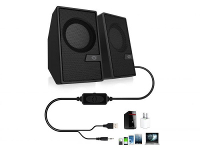 CONCEPTRONIC BJORN02B 2.0-Channel Computer Speaker with Bluetooth, 6W, 63 x 63 x 105 mm - imagine 3