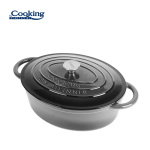 SEMIOALA FONTA OVALA EMAILATA + CAPAC 33x26.5x11.5CM, 6L MARBLE GREY, COOKING BY HEINNER - imagine 3