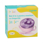 Bol 2 in 1 pentru snackuri cu lingurita, mov, U-Grow - imagine 7