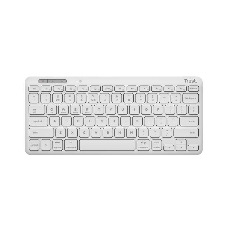 overlay_e33e43c6799d1480b4a8ce9f62546aef Tastatura Trust Lyra Wireless, conexiune USB-A, USB-C 1.1, distanta acoperire wireless 10m, 1x AAA baterie, compatibila cu laptop, pc, Bluetooth devices, tableta, alba - imagine 1