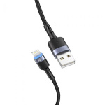 Cablu Tellur Lightning cu LED, nailon, 2m, negru - imagine 2