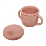 Set diversificare 3 piese silicon : bol , farfurie si cana cu cioc, roz, U-Grow - imagine 6