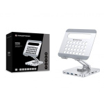 Conceptronic DONN26G Tablet Stand with 8-in-1 USB 3.2 Gen 1 Docking Station, 360° Rotating Base, Foldable, Adjustable Height, 160 x 178 x 45 mm