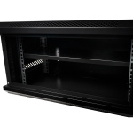 CABINET 19″ SPACER 6U 500x450mm, fixare pe perete, Flatpack (dezasamblat), Black, usa sticla cu blocare, panouri detasabile, otel 1mm, sarcina maxima 25Kg - imagine 5