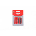 Bateriile alcaline Rombat se comercializează la cutie colectiva de 12 blistere a câte 4 bucăți. ➢ Tensiune nominală: 1,5V ➢ Temperatură de operare: -30~50ºC ➢ Capacitate nominală: 2220 mAh (43Ω 4h/zi 0,9 V) ➢ Durata de viaţă la raft (depozitare fără utilizare) : 5 ani ➢ Data expirării este înscrisă