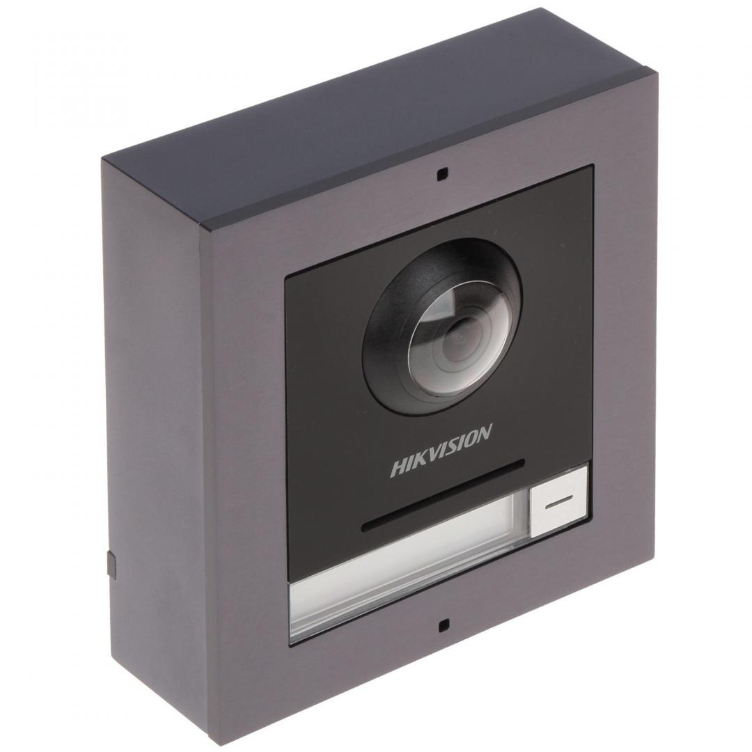 overlay_fc1f5874f55eb40298242862357f4e3d Post videointerfon de exterior pentru blocuri Hikvision DS-KD8003-IME1 (B)SURFACE Low illumination 2 MP HD IR camera , Ethernet 10/100 Mbps self-adaptive Ethernet, Door control 2, breakdown voltage: 36 V, Power supply 12 VDC/PoE, 4 W, Working temperature:-40° C to +55° C, Dimension 98 mm × 99.8 mm × - imagine 1