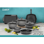 SEMIOALA FONTA EMAILATA + CAPAC 28X13 CM, 6L, MARBLE GRAY, COOKING BY HEINNER - imagine 7